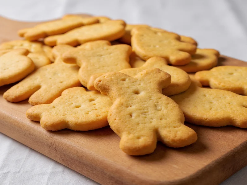 Homemade animal crackers on wooden board