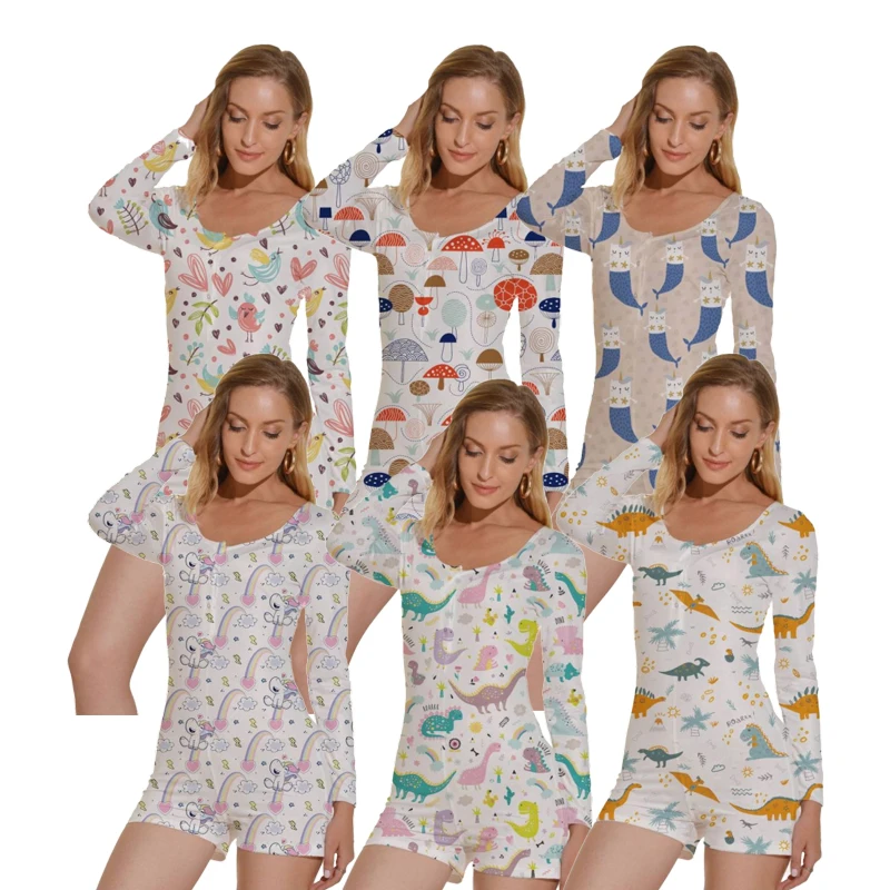 

Wholesale Printed Pajamas Women s Sleepwear Set 2020 Women Sleep Long Sleeve Onesies Adult Onesie Pajamas