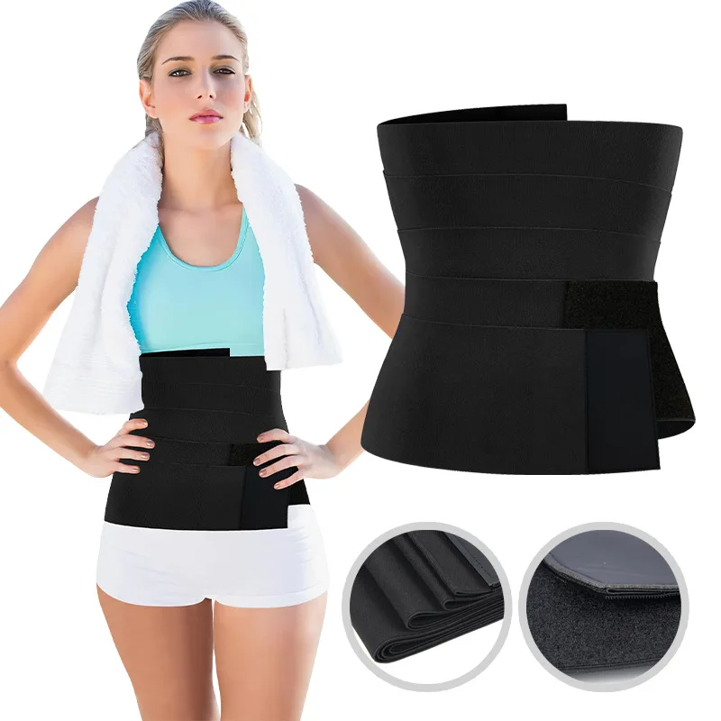 

Dropshipping Free Size Waist Trainer Corset Flat Belly Shaper Re Usable Black Strip Bandage Long Elastic Band Tummy Wrap