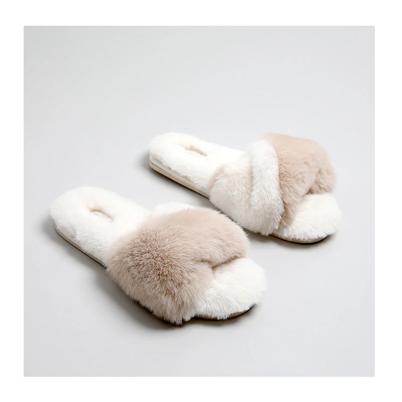 

New design fur sandals slides slippers latest home fluffy slippers for ladies, As picture
