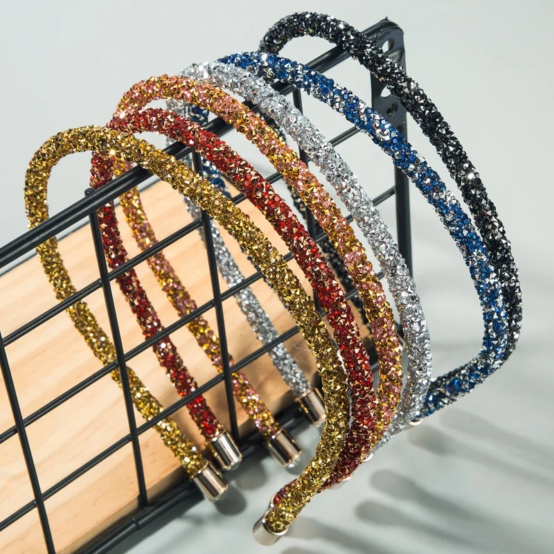 

Elegant 1pc Shiny Crystal Headband for lady Luxury Pure Hand Made Multi Color Rhinestone Hair Band Simple Glitter Party, Picture shows