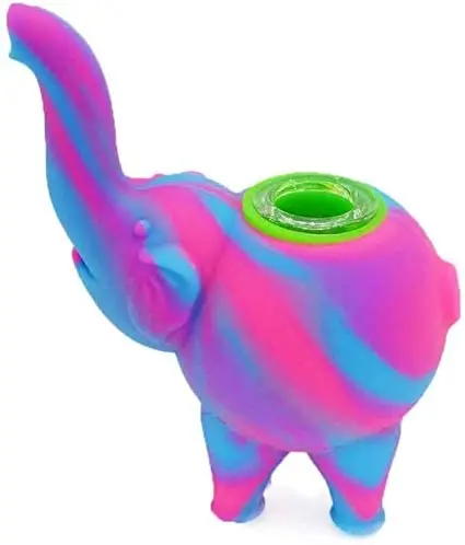 

Portable Elephant Silicone Crafts with Replaceable Bowl (Blue/Pink) Wholesale tobacco Pipe elephant Shape Pink blue Smoking Pipe