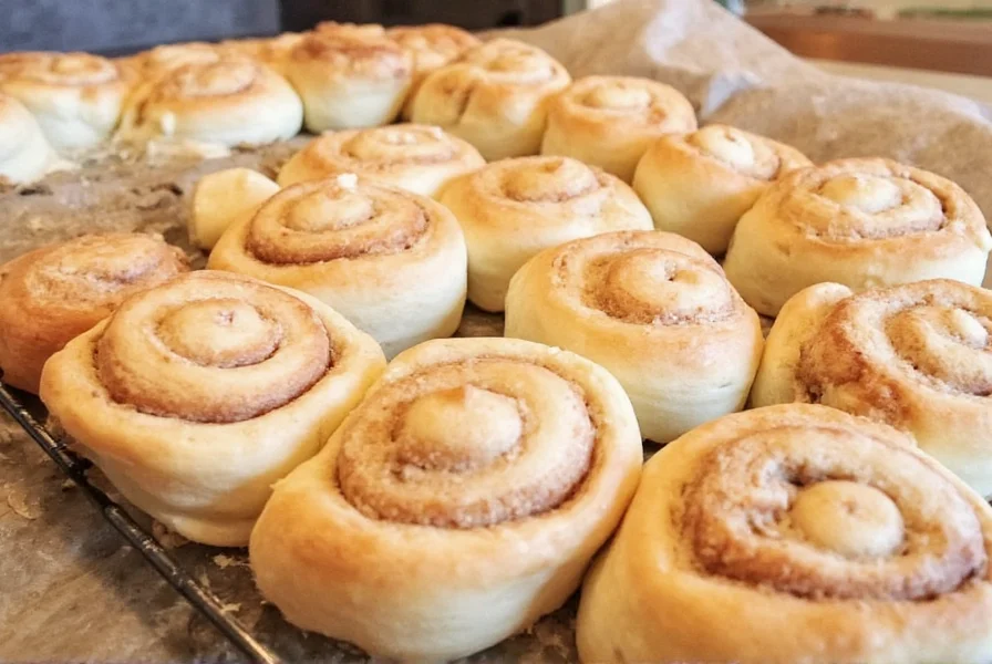 Assortment of perfectly baked cinnamon rolls with glossy cream cheese icing drizzled on top