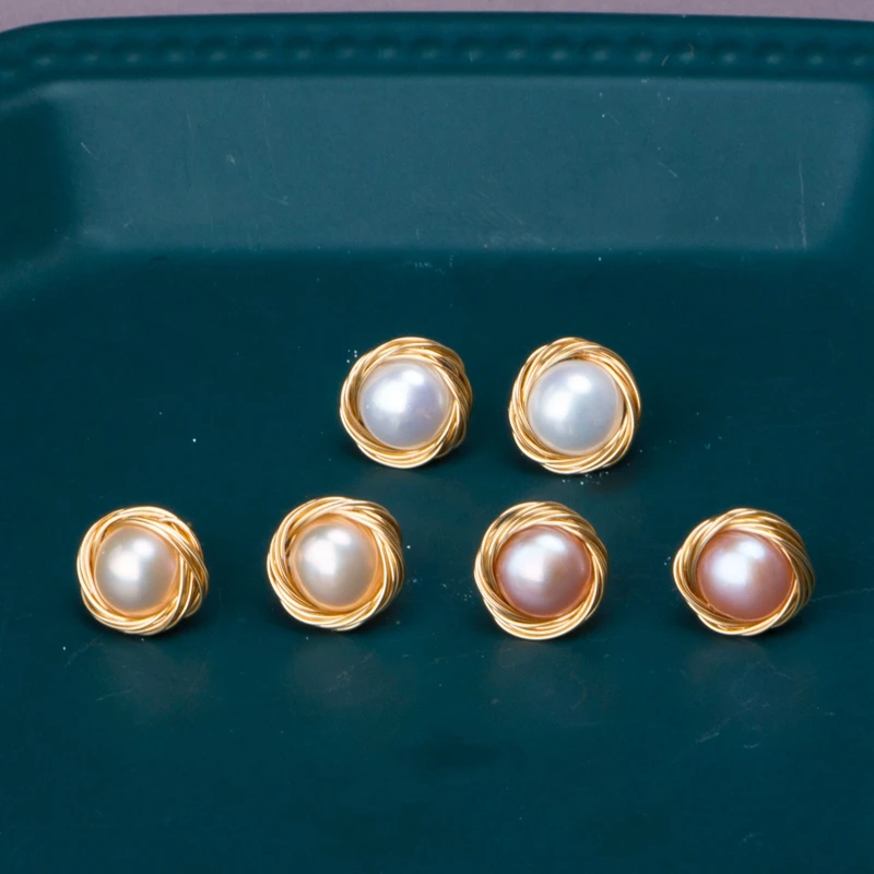 

Factory Wholesale High Quality 925 Sliver Gold Color Handmade Freshwater Pearl Earring With Low Price, White