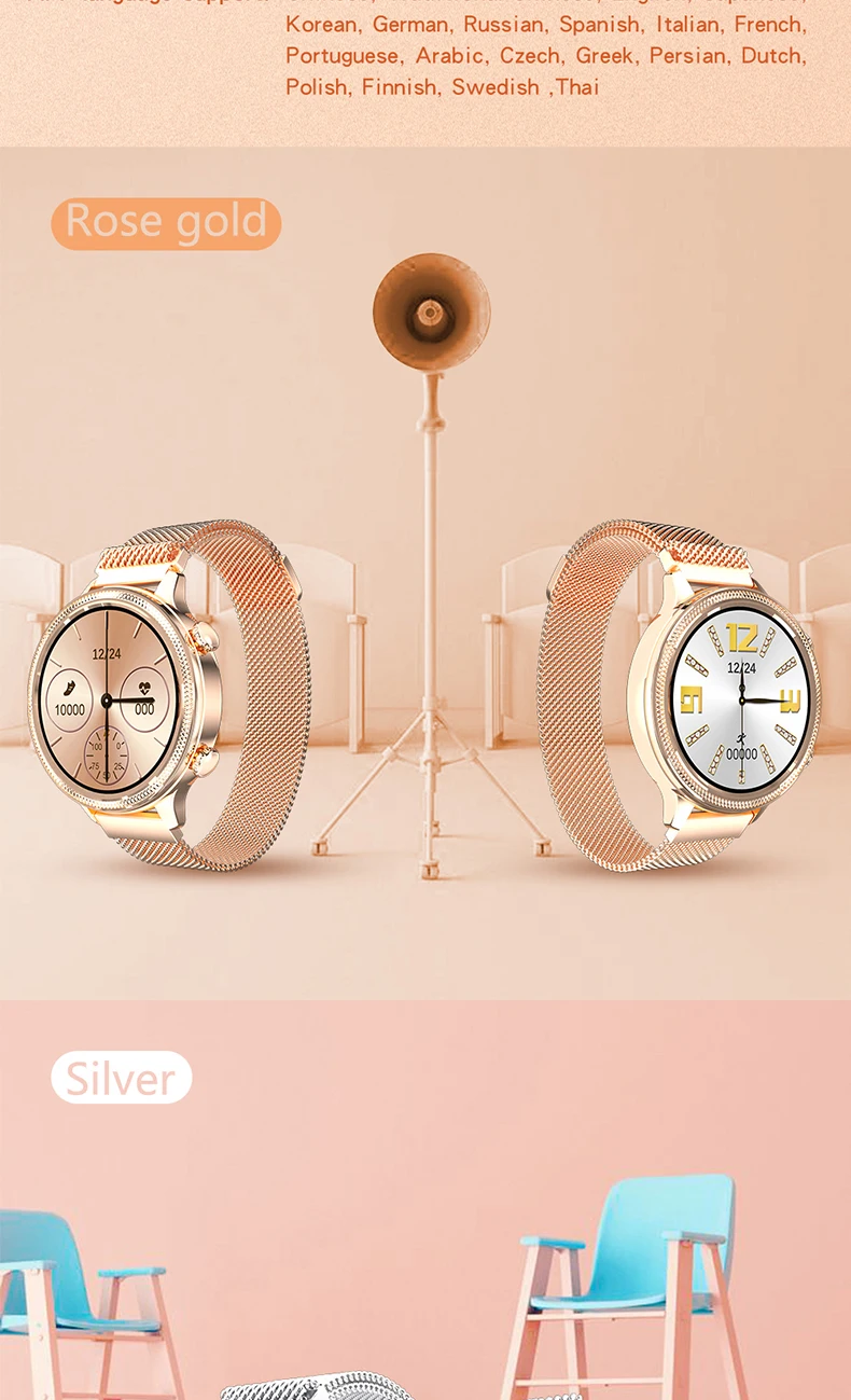 2020 Fashion Lady Smart Watch M3 Heart Rate Blood Pressure Oxygen Full Touch Waterproof Women Similar KW10 KW20 DT96 Smartwatch