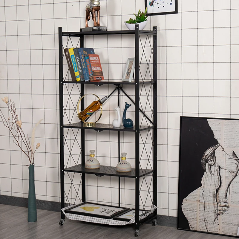 

Foldable kitchen storage shelf with wheels microwave oven rack 3tier-4tier-5tier organize shelf, Optional