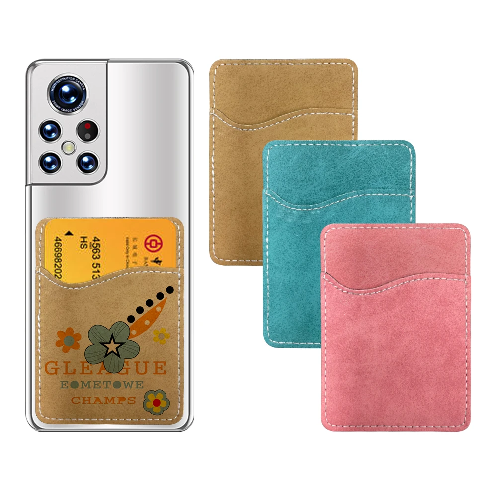 

Kingsub Sublimation Cell Phone Card Holder Wholesale Promotion Sticker PU Leather Blank Sublimation Phone Card Holder
