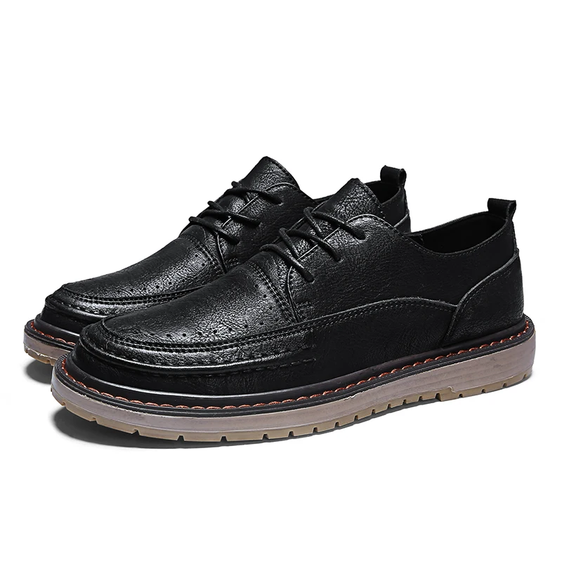 

fashion men dress shoes high quality shoes real leather shoes casual, Black