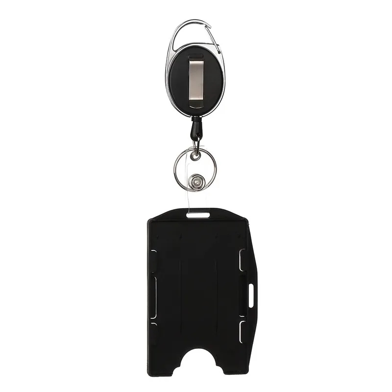 

Wholesale Plastic ID Card Holders Retractable Name Badge Reel Holders with Reel Clip, Black