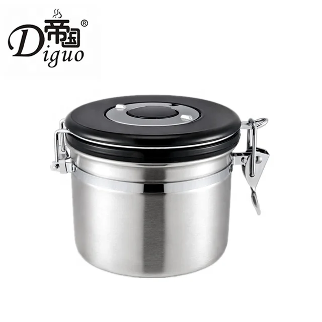 

2021 Amazon Hot Sale 1200ml 42Oz 500g Silver Color Stainless Steel Sealed Canister For Sugar Food Coffee Bean Tea