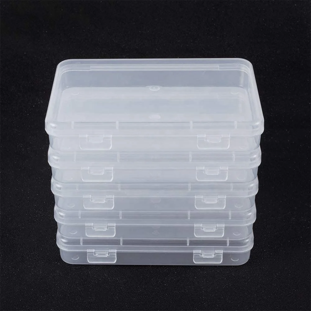 

Custom Clear Hinged Rectangle PP Plastic Organizer Packaging Box Multifunction Postcard Case, Customized