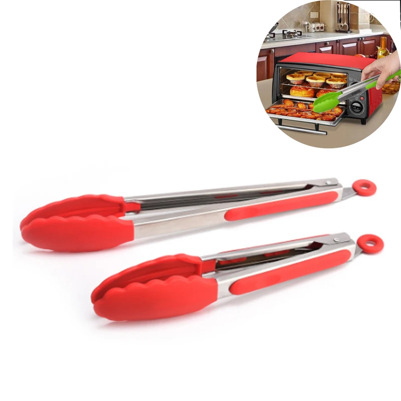 

Tongs Silicone Kitchen Cooking BBQ Grilling Food Tongs Tongs Stainless Steel Locking Food Clip, Customized