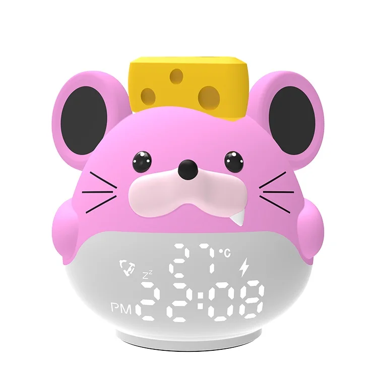 

Shaped Snooze Function and Calendars Feature Alarm Clock Children Desk Animal Digital LED Display Built-in Lithium Battery White