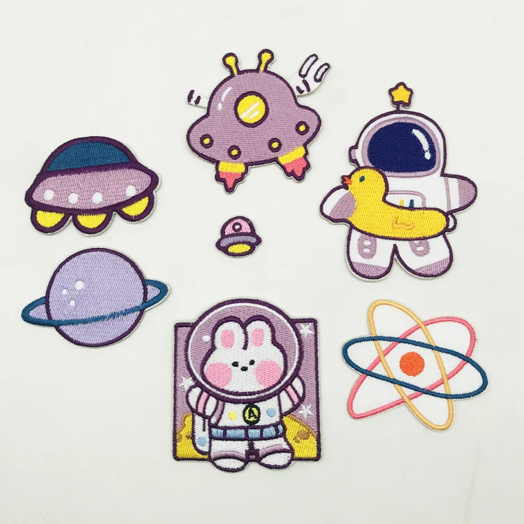 

Wholesale Satellite Astronaut Space Planets Embroidery Patches Set 7pcs/set stick on patches, Custom