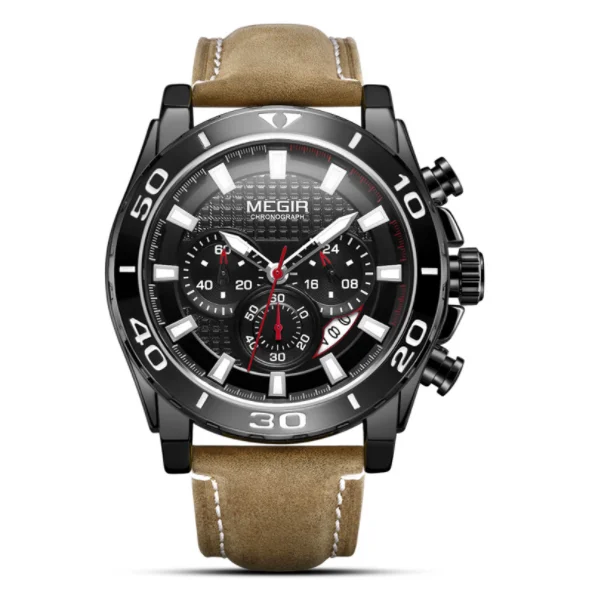 

Cross-border hot selling MEGIR 2094 men's watch sports trend multi-function true three-eyewrist quartz watches for men, 4colors