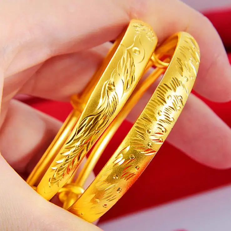 

Longfeng bracelet Gold plated bracelet star Push and pull women bracelet 24k gold bangle Free shipping wedding jewelry gift