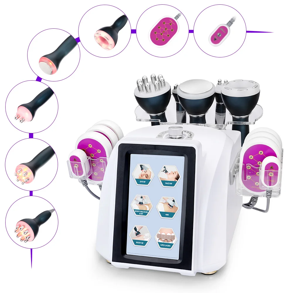 

6 in 1 Multi-functional Ultrasonic Cavitation 3.0 CaVstorm Vacuum RF Body S-shaping Skin Firming rf cavit slim machine, White