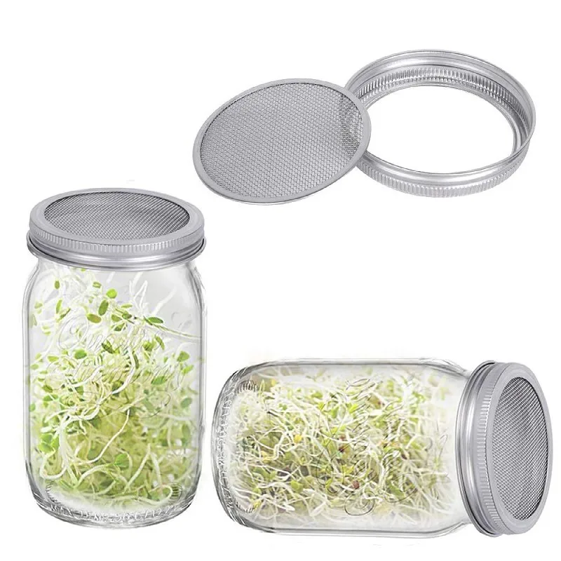 

Amazon Best Seller Kitchen Gadgets 2 Pack Large Complete Wide Mouth Mason Canning Jar Sprouting Set Kit With Lids