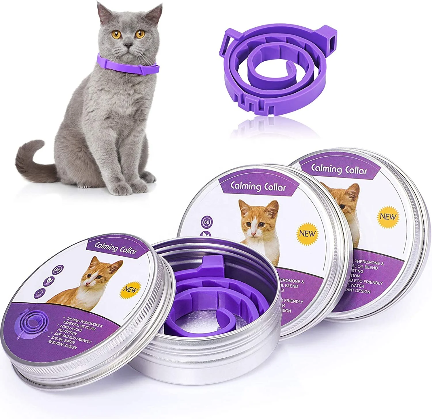 

Nature Safe Waterproof Pet Collar Adjustable Anxiety Dog Cat Calming Collar