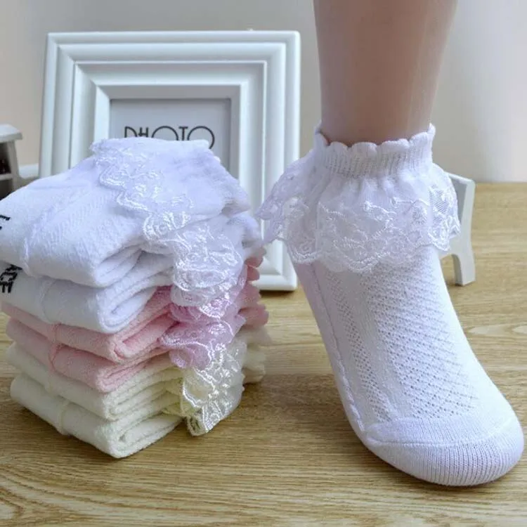 

Cotton Ruffle Lace Ankle Dress Socks For Toddler Child Baby Girls, 4 colors