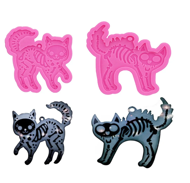 

Y3501 DIY epoxy resin Silicone Skeleton Cat Keychain Mold, Random