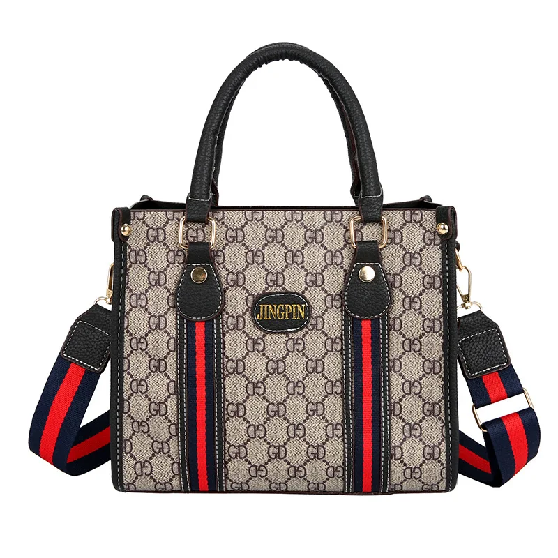 

2021 new shoulder bag women European and American contrast color canvas handbag retro messenger bag large capacity, 4colors