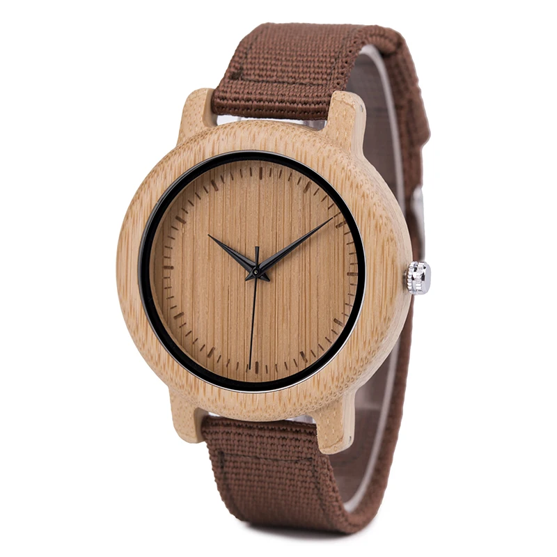 Original Bamboo Wood Watch OEM Women and Men Wooden Neutral Quartz Nylon Strap Watches for Couple Lover
