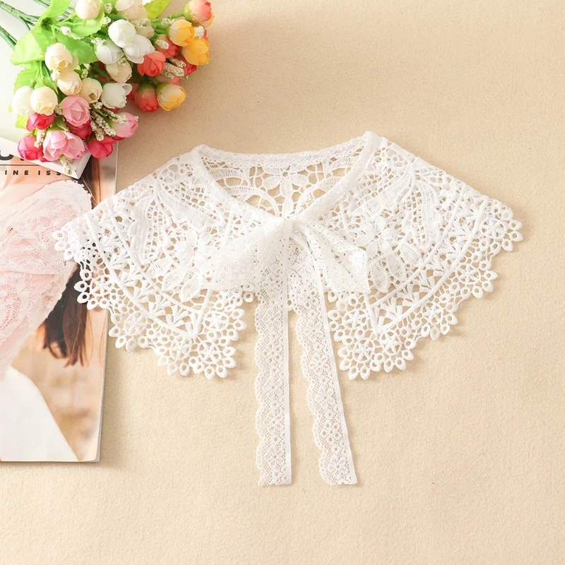 

Dina New Arrival Summer White Lace Collar With Ribbon For Women