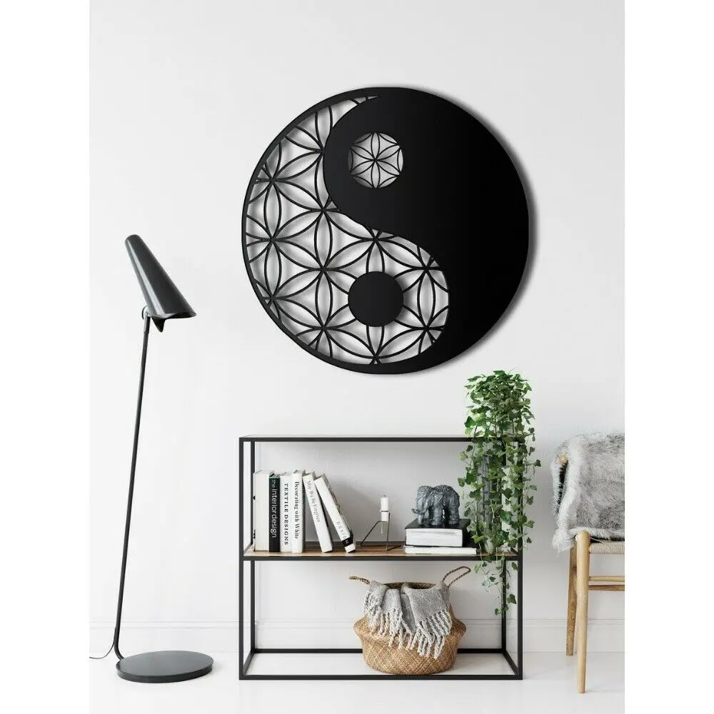 

Metal Yin Yang Decor Art,Sacred Wall Art, Geometric Metal Wall Decor, Black