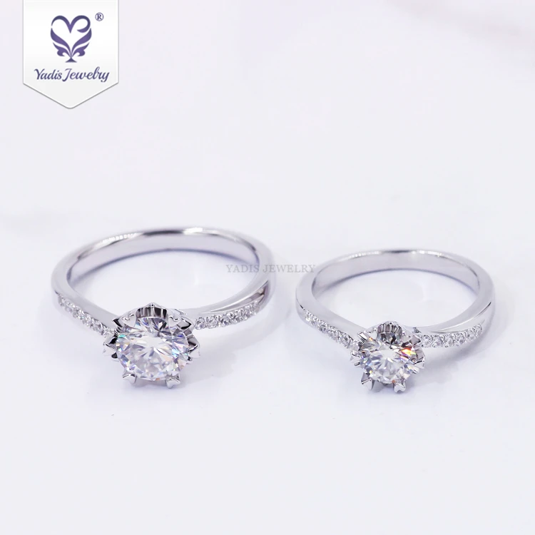 

Yadis 925 sterling silver round shape 1ct vvs moissanite halo wedding engagement ring fine jewelry rings