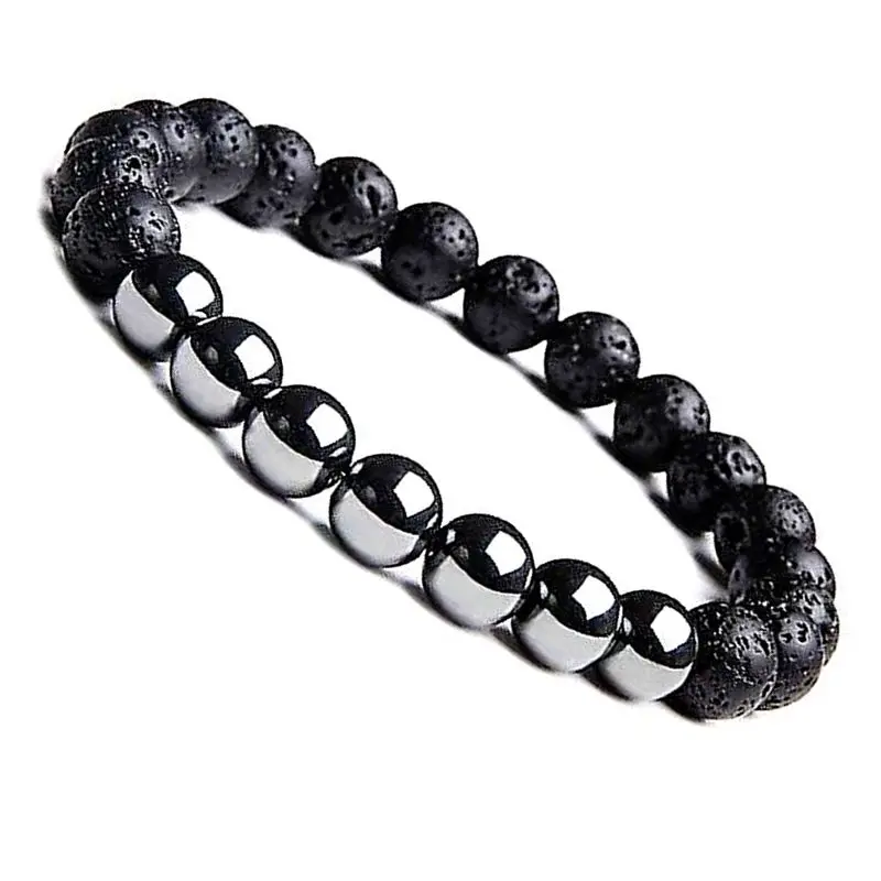 8MM Natural Lava Stone Bead Bracelet Men Minimalist Classic Distance Bracelet Fashion Jewelry Gift Male Accessories, More than 100 colors