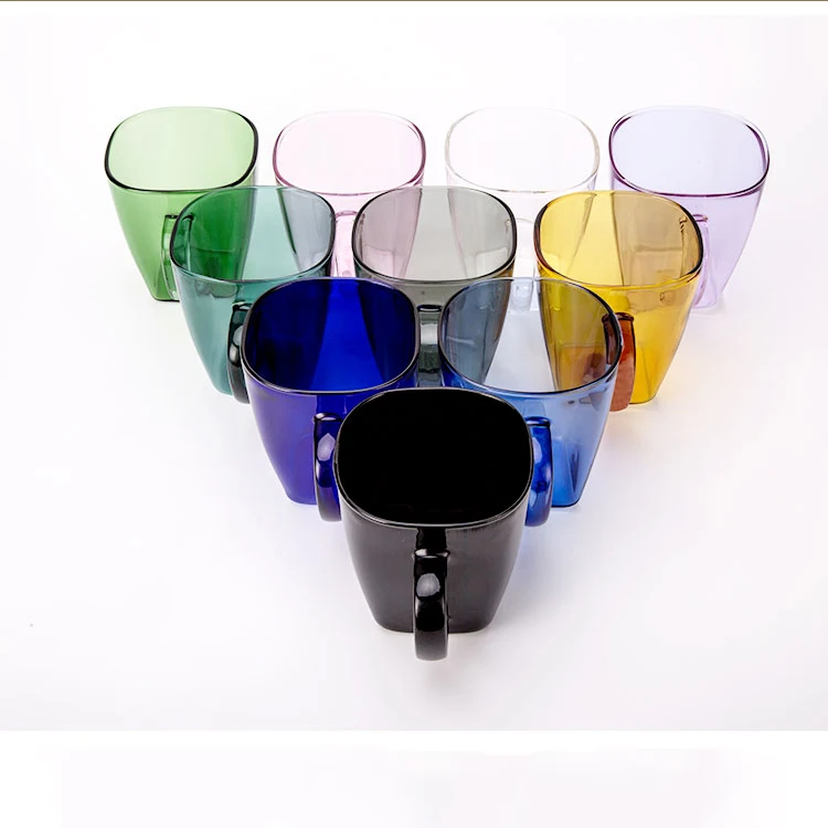 

High Quality 450ML Color Borosilicate Glass Drink Cup With Handle, Colorful Morning Milk Mug