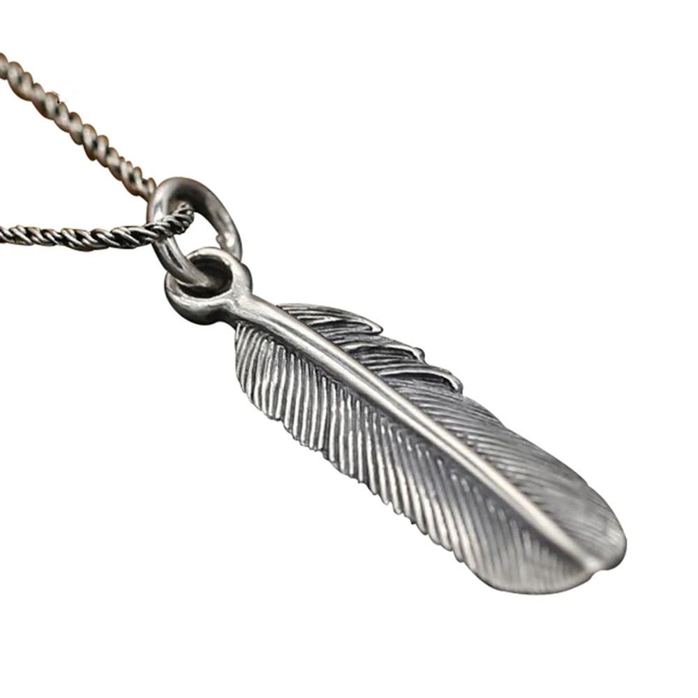 

Real 925 Sterling Silver Wing Pendant Retro Vintage Eagle Feather Pendants For Men And Women Best Friends Lover Couple
