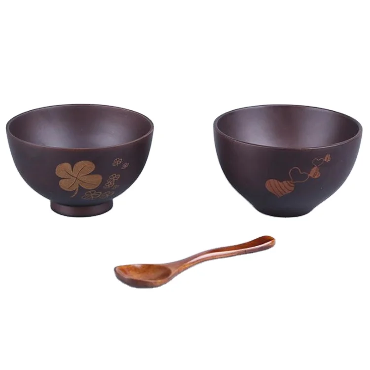 

Free Spoon Multi Design Eco-friendly Natural Baby Rice Soup Bowl Food Container Kitchen Utensil Tableware Bamboo Wooden Bowl