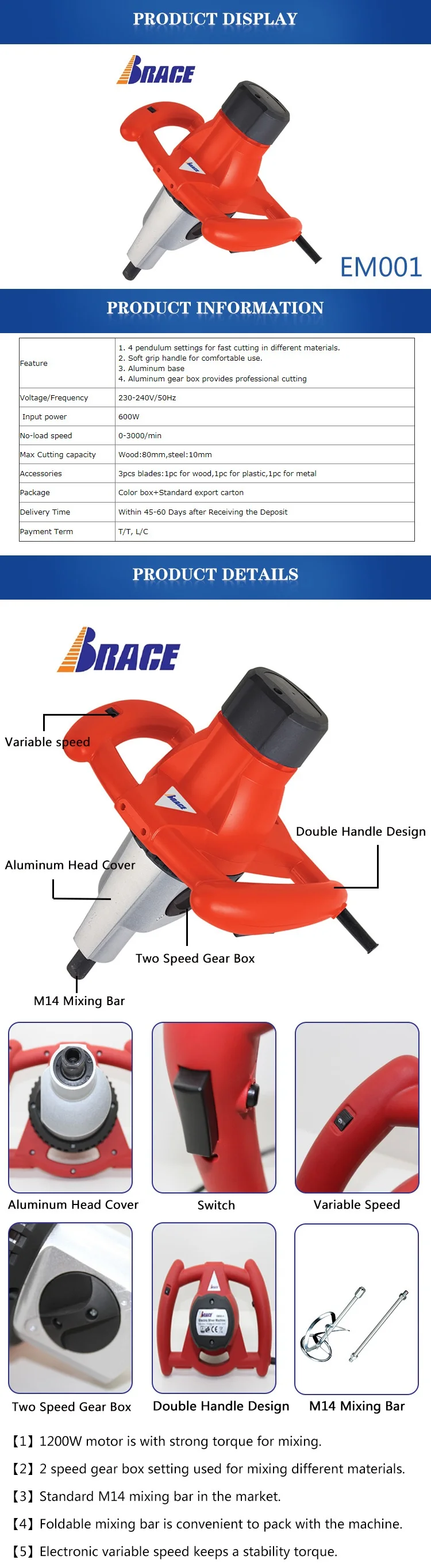 Aluminium Gear Box Involved Manual Paint Mixing Machine Electric Mortar