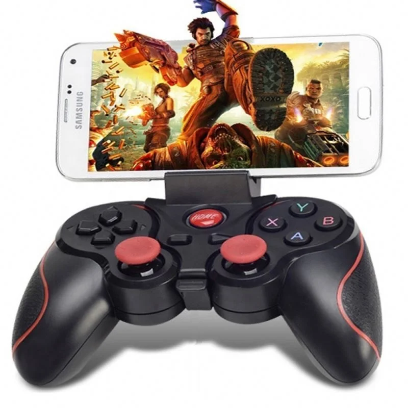 

Cheapest Price T3 Gamepad Wireless Controller Bt3.0 T3 Joystick Game pad Add Smart Phone Holder For Mobile X3 Gamepad, Black + red