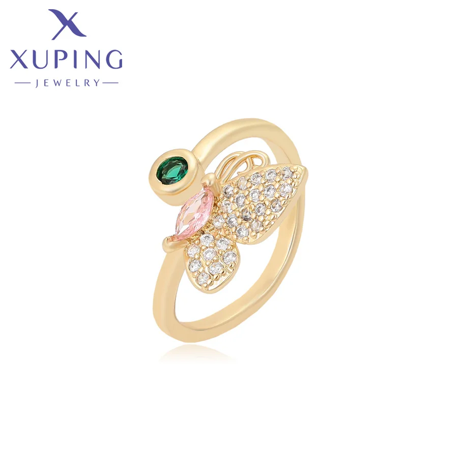 

BFB R-406 xuping jewelry Luxury multicolor diamond crown exquisite and elegant 14K gold plated engagement ring