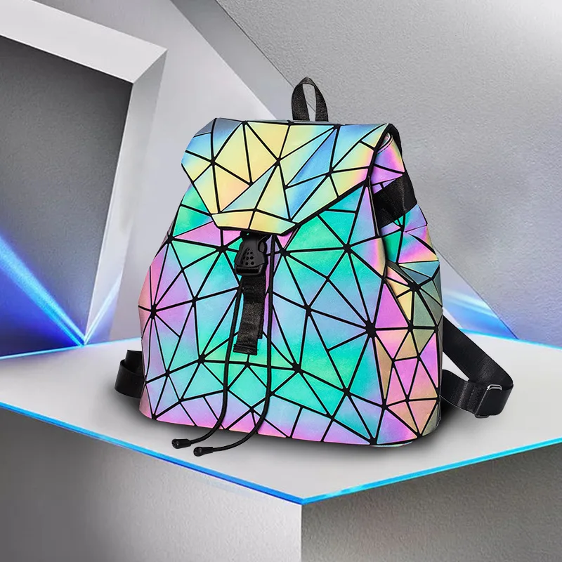 

Trendy Irregular Geometry Noctilucence Knapsack Punk Cool Foldable Backpack