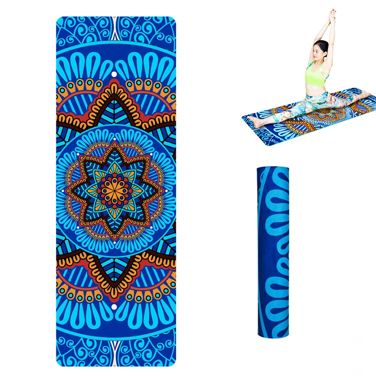 

Pattern Printed Fitness Non slip High Quality Gym Fitness Exercise Thick Mats Nature Rubber Tpe Suede Yoga Mat, Customized color