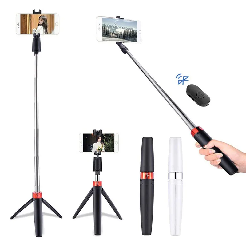 

3 in 1 Extendable Blue-tooth Phone Selfie Stick Tripod with Detachable Wireless Remote for iPhone Sumsung Huawei, Black,white