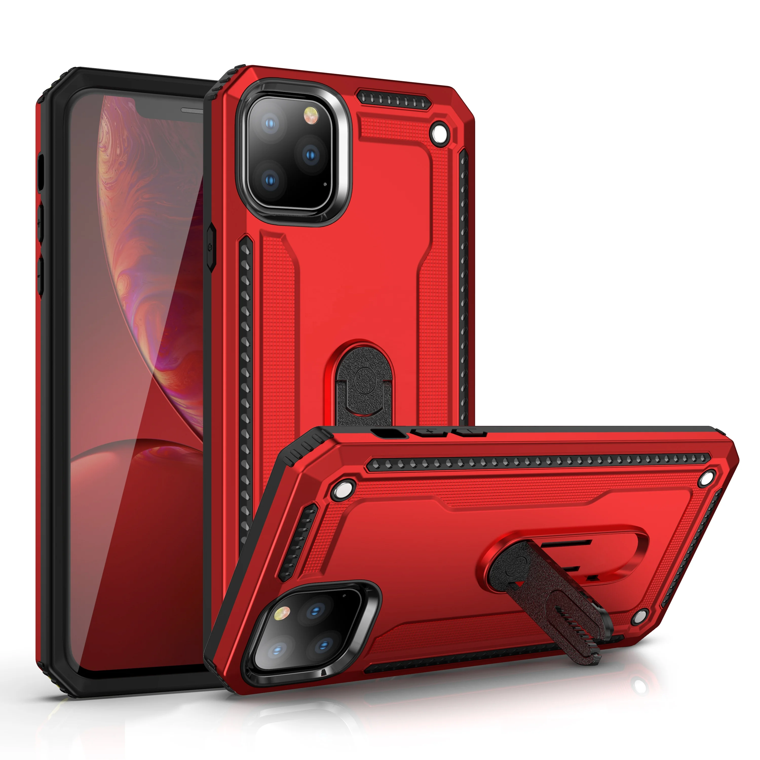

For Iphone 11 pro max Lightweight Hybrid PC TPU Shockproof Plastic Hard Air Vent Car Holder Cover Kickstand Case, Multi-color, can be customized