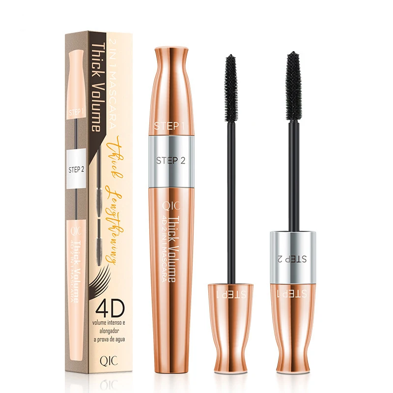 

OEM Custom 4D 2 In 1 Vegan Curingl Volume Waterproof Lengthening Eye Lash Fiber Mascara Private Label