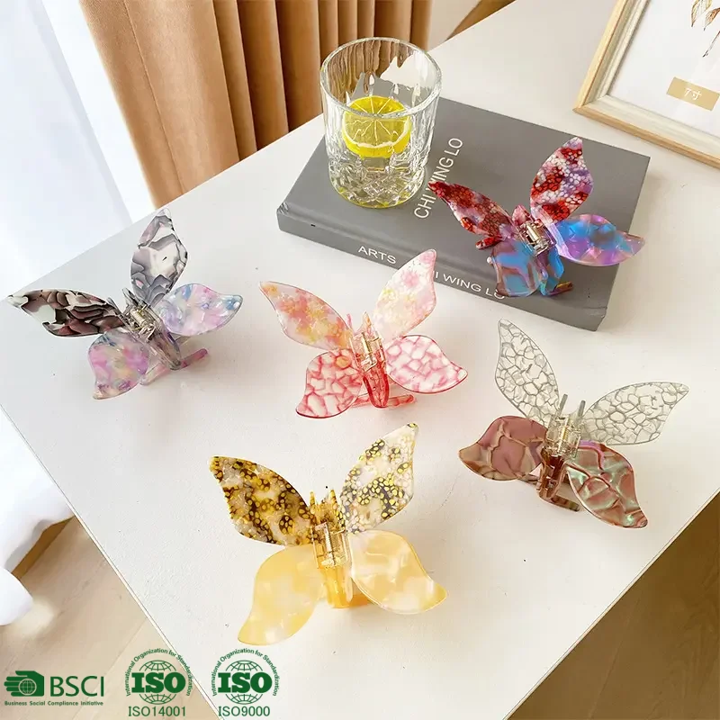 wholesale new butterfly hair claw clips big size coloful claw clip for thick hair korean hair claw clips for women