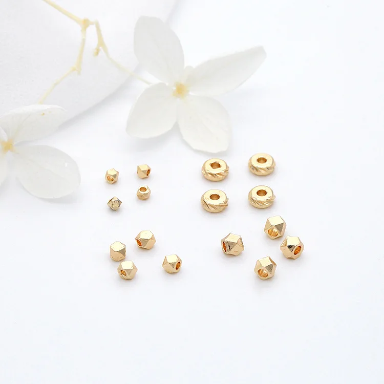 

Factory Wholesale 14K Gold Plated Polygon Brass Spacer Beads