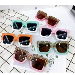 Personality Square Double Color Frame Sunglasses Girl Brand Designer Clear Lens Classic Glasses For Female Trend Oculos De Sol