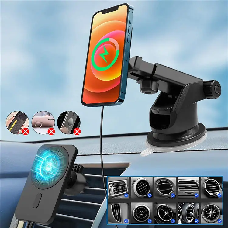 

Adjustable Suit 15W Mobile Car Wireless Charger Phone Desktop Bracket Car Stand Magnetic Chargers For Iphone 11 12 Pro Max XR