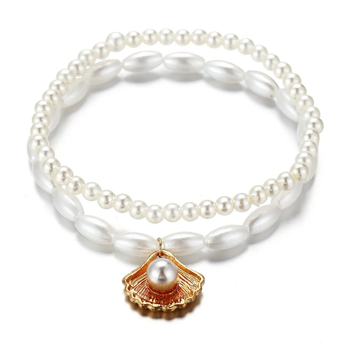 

2020 Trending Simple Design Artificial Pearl Fan Shell Pendant Jewelry Ankle Bracelet