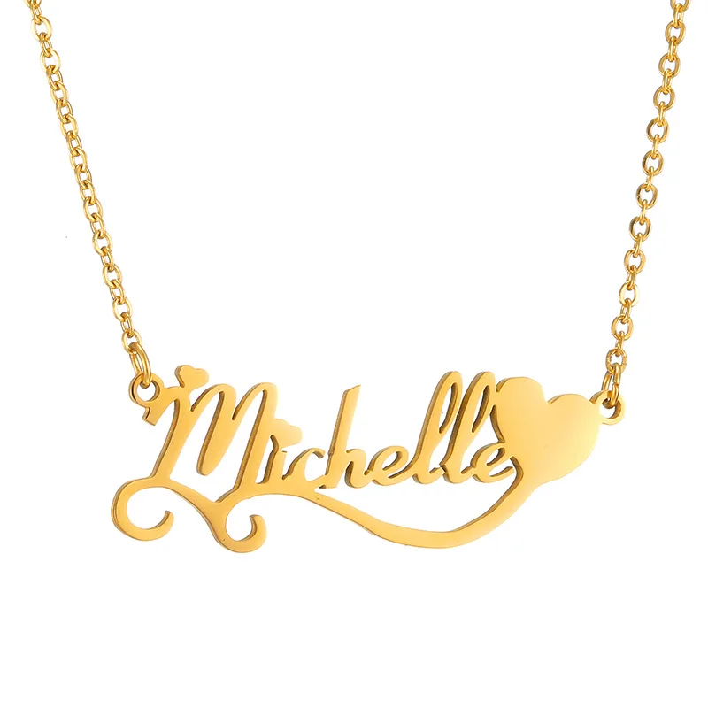 

Customized Made Any Names Chain Personalized Initial Letter Gold Plated Stainless Steel Name Necklace Collar Con Nombre