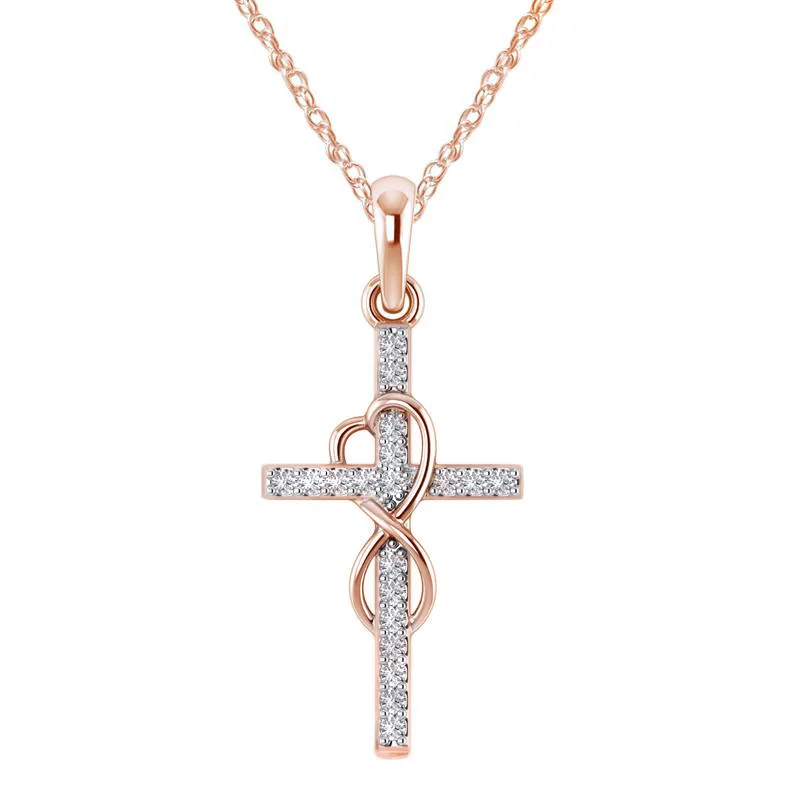 

New personality 8 character cross necklace diamond gold choker necklace wholesale, 6 colors