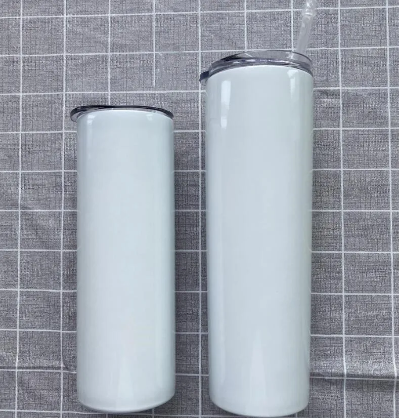 

C12 30oz Slim Tumblers sublimation blanks Slim Cup Stainless Steel Double Wall Beer Mugs with Lid and plastic straw